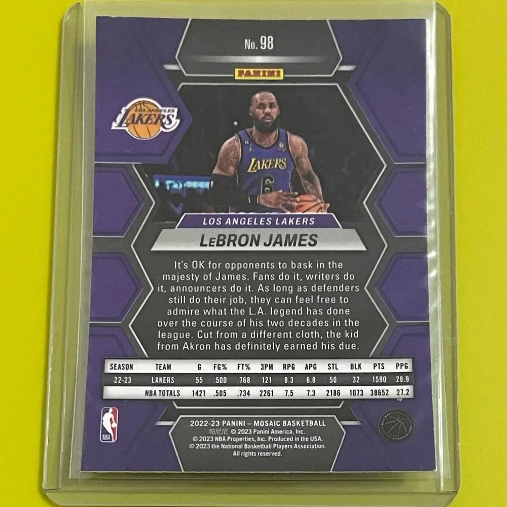 LeBron James #98 2022-23 Panini Mosaic Basketball Trading Card - Picture 2 of 2